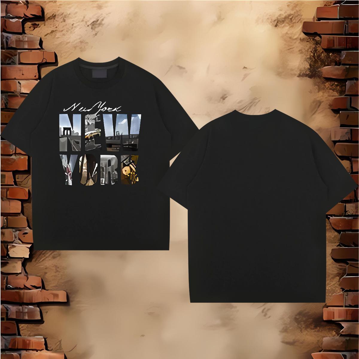Cool New York 100% Cotton 230g Men Tshirts Beach Round Neck Short Sleeve T-Shirts Designer Oversized Polos