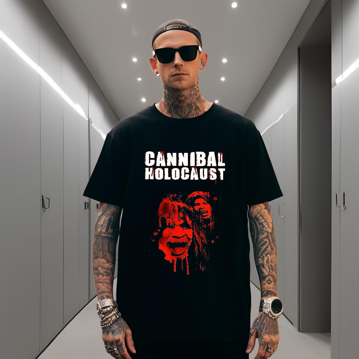 Men T Shirts 230g Cotton scary Street wear Hip Hop Breathable Oversized Couples T Shirts 2024 Summer Wholesale Tee Shirt