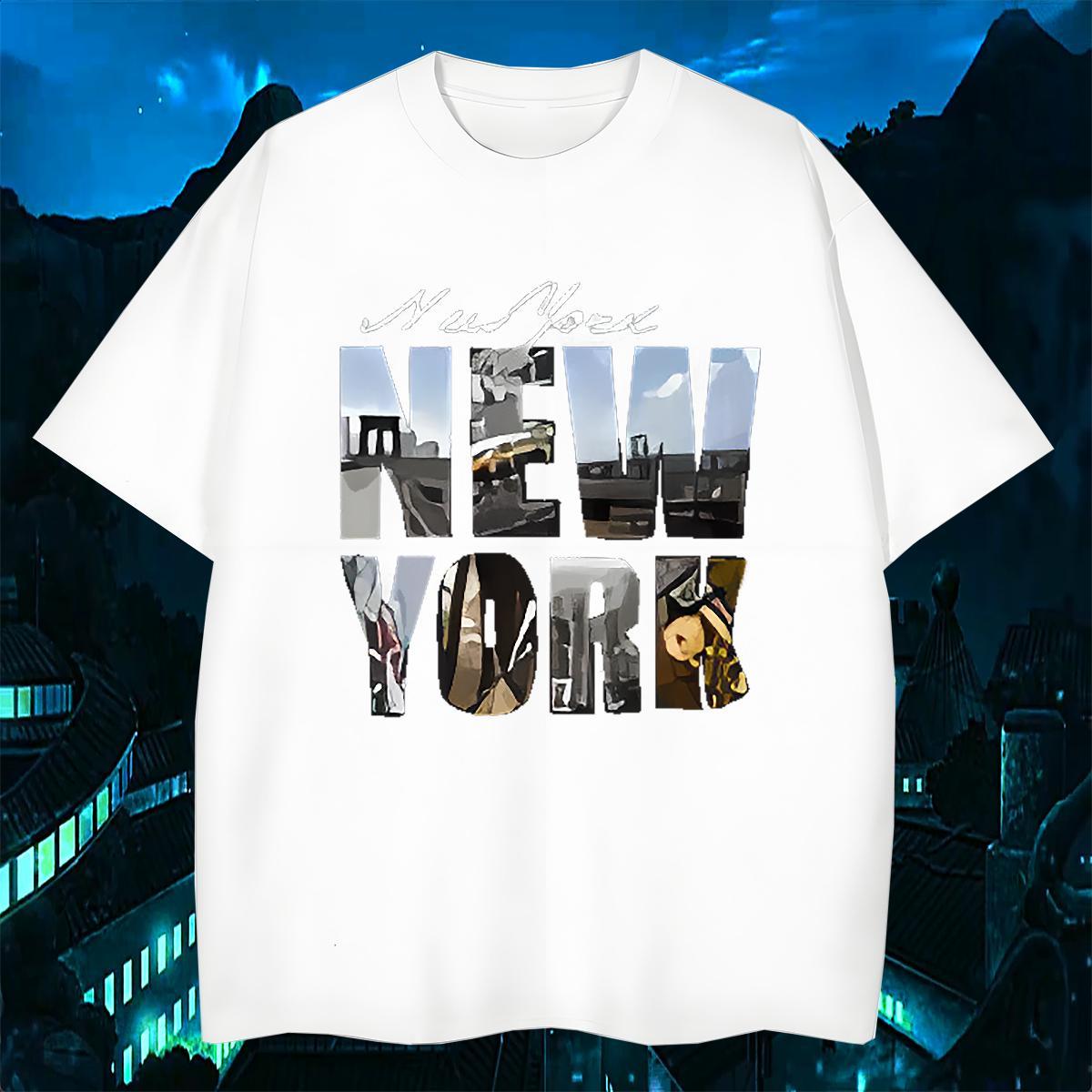 High Quality New York 100% Cotton 230g Tshirts Beach Breathable Short Sleeve T-Shirts for Men Fashion Designer Custom Print Oversized Tops Shirt