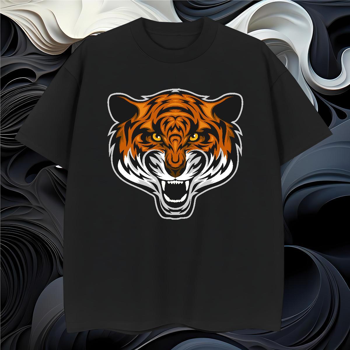 2024 DIY Men Tees tiger Home Outdoor 230g Pure Cotton Tees Shirts O-Neck Short Sleeve Popular T-Shirts for Men Asian Size