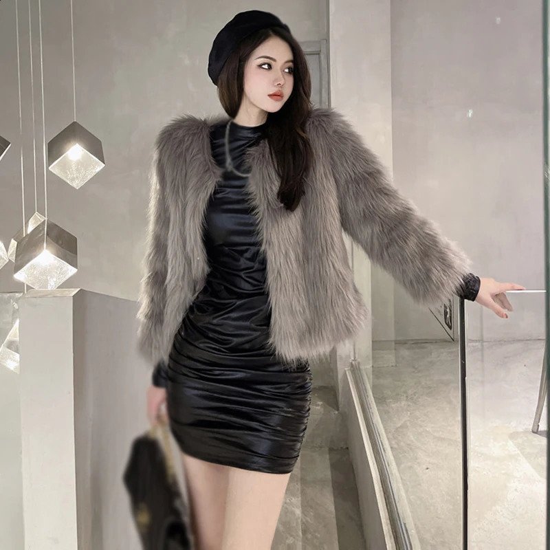 Womens Bodycon Dress Spring Autumn O Neck Slim Sexy Versatile Bodycon Dress PU Leather Long Sleeves Fashion Temperament Dress 240819