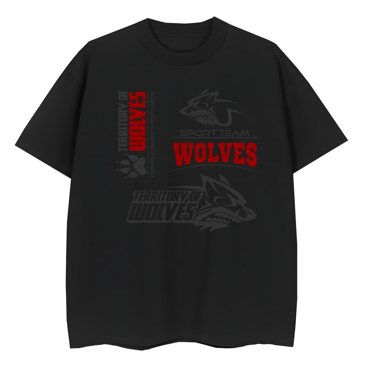 Loose Fit T Shirt For Man wolf Breathable Crew Neck Home Outdoor DIY 230g Pure Cotton Men Tops Tees Fashion Design Polos
