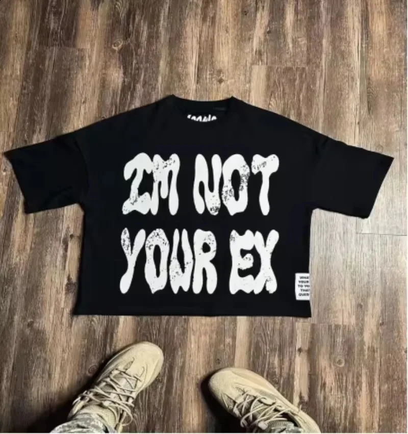 American Fashion Trend Letter Print Cotton T-shirt Women Y2K Street Hip Hop Retro Joker Short Sleeved Couple Casual T-shirt 240819