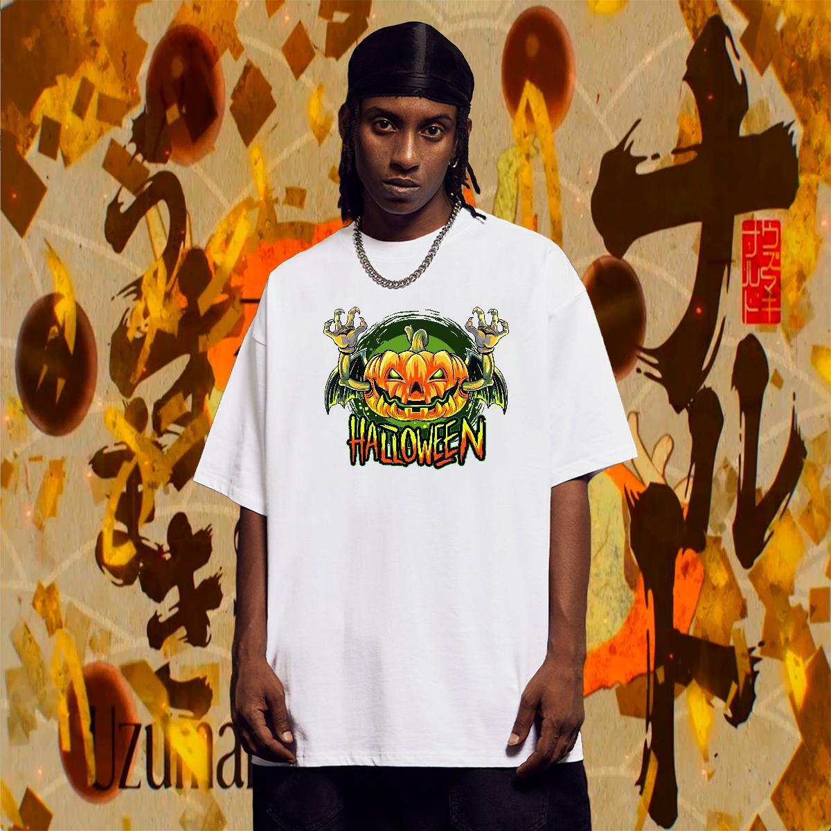 2024 pumpkin Tshirt for Man Woman 230g Pure Cotton T Shirts Men Anime Print Street Wear Breathable Crew Neck Designer Clothings