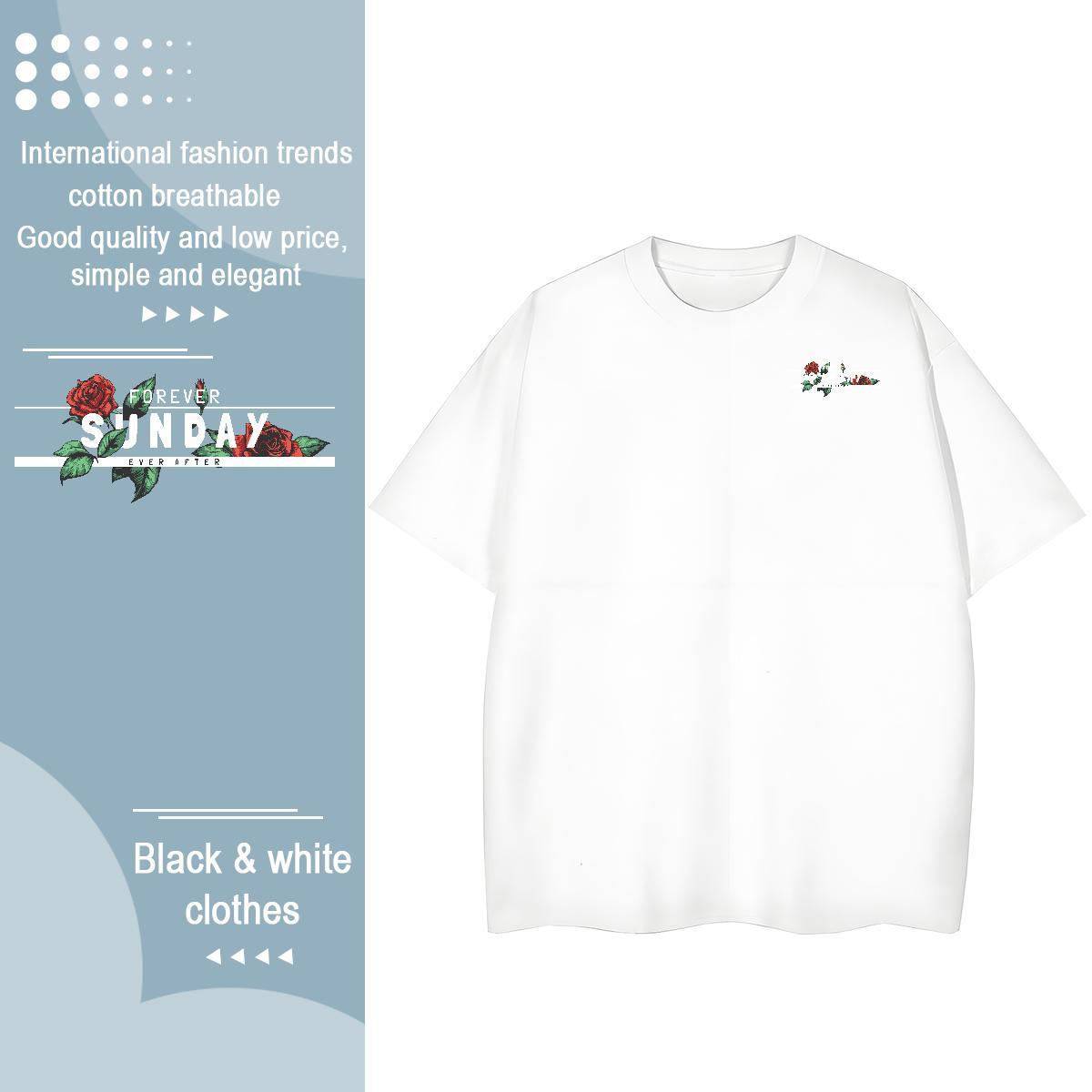 2024 Couples T Shirts flower Casual Beach 230g Pure Cotton Tops Shirt Breathable Free Shipping T Shirt For Man Customized