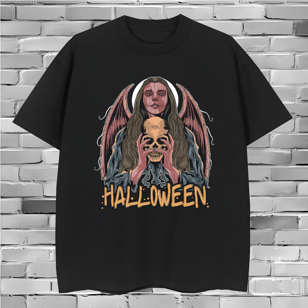 Brand Man T Shirts halloween Short Sleeve Soft Beach Cartoon Print 230g Pure Cotton Tshirt for Man Woman Customized Polos