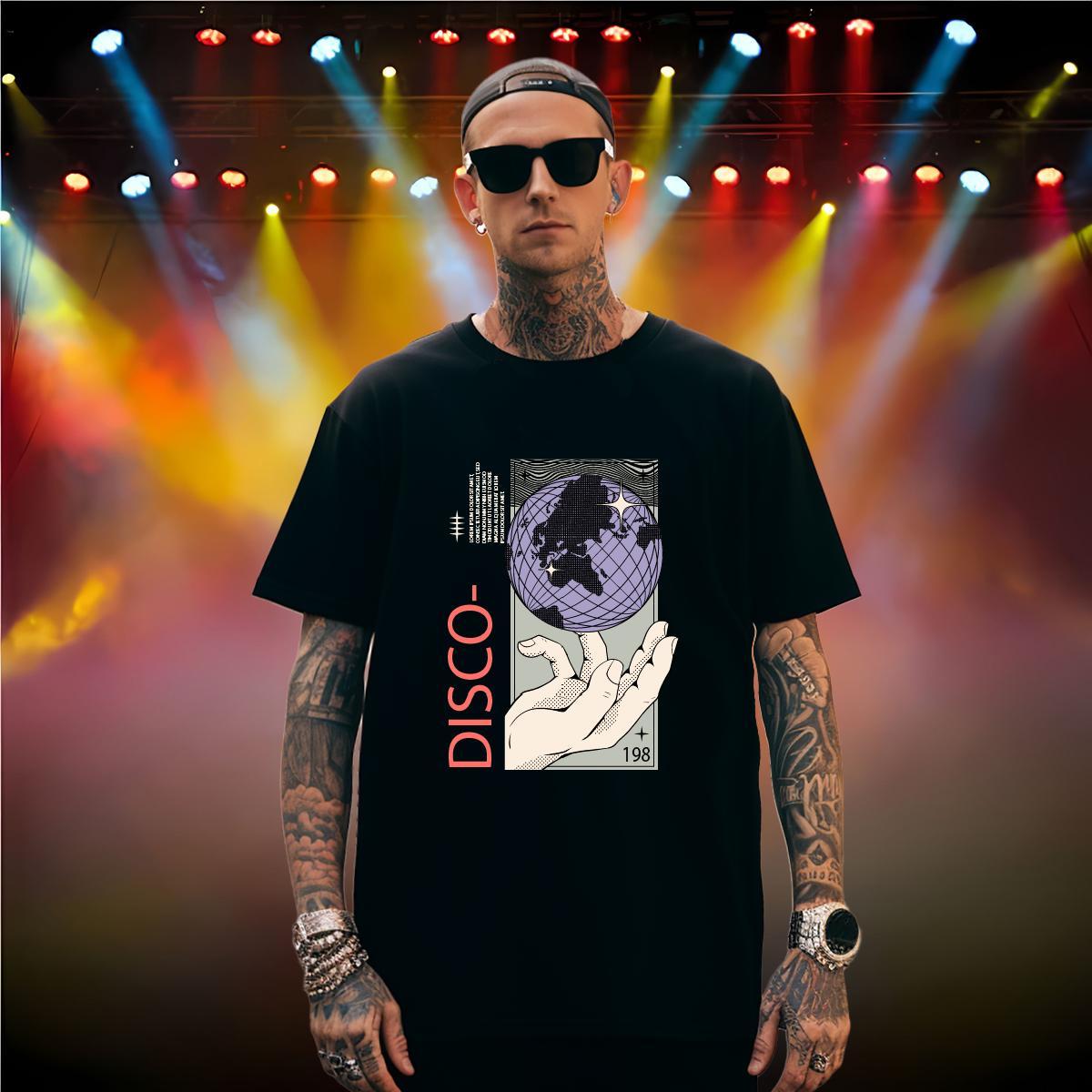 Cool Design earth T Shirts Men High Street Hip Hop Tshirts 230g 100% Cotton 2024 DIY Short Sleeve Soft Custom Printing Wear