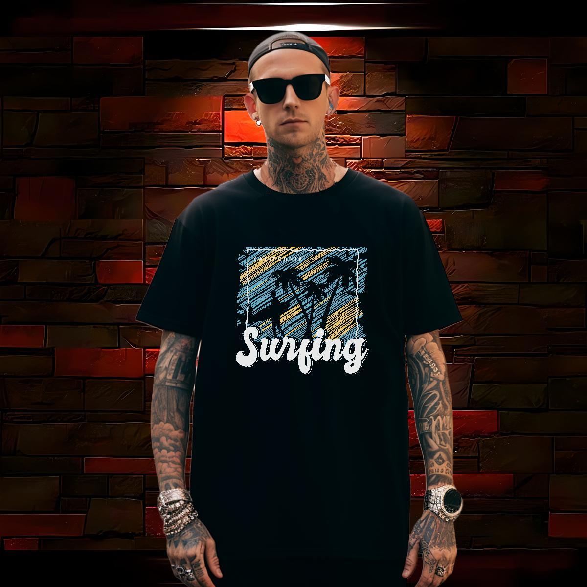 Loose tree T Shirt For Man Daily Outfit Men Tshirts 230g Cotton 2024 Breathable Crew Neck DIY Printed Wear