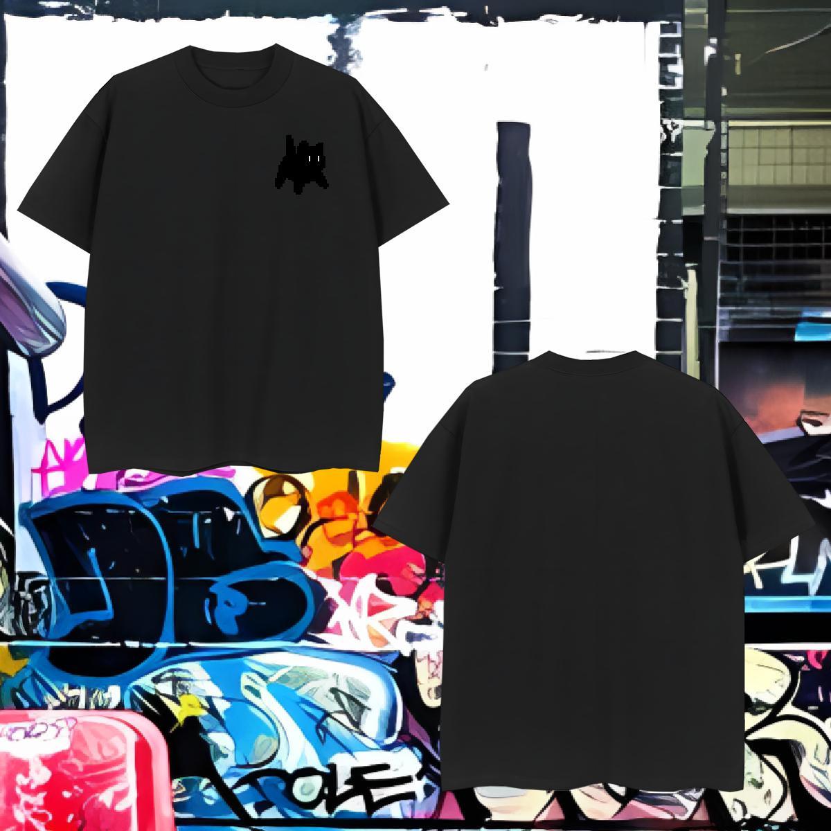 Casual New Men Tshirts cat Street Wear 230g Pure Cotton Tops Shirt Breathable Cool T-Shirts for Men Custom Print Plus Size