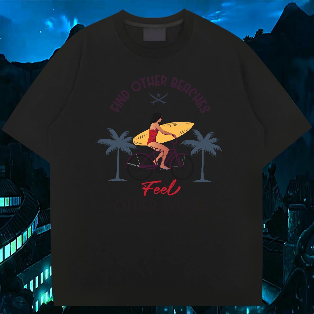 Loose palne 100% Cotton 230g Mens Tshirts Beach Breathable Short Sleeve T-Shirts Custom Custom Anime Tees