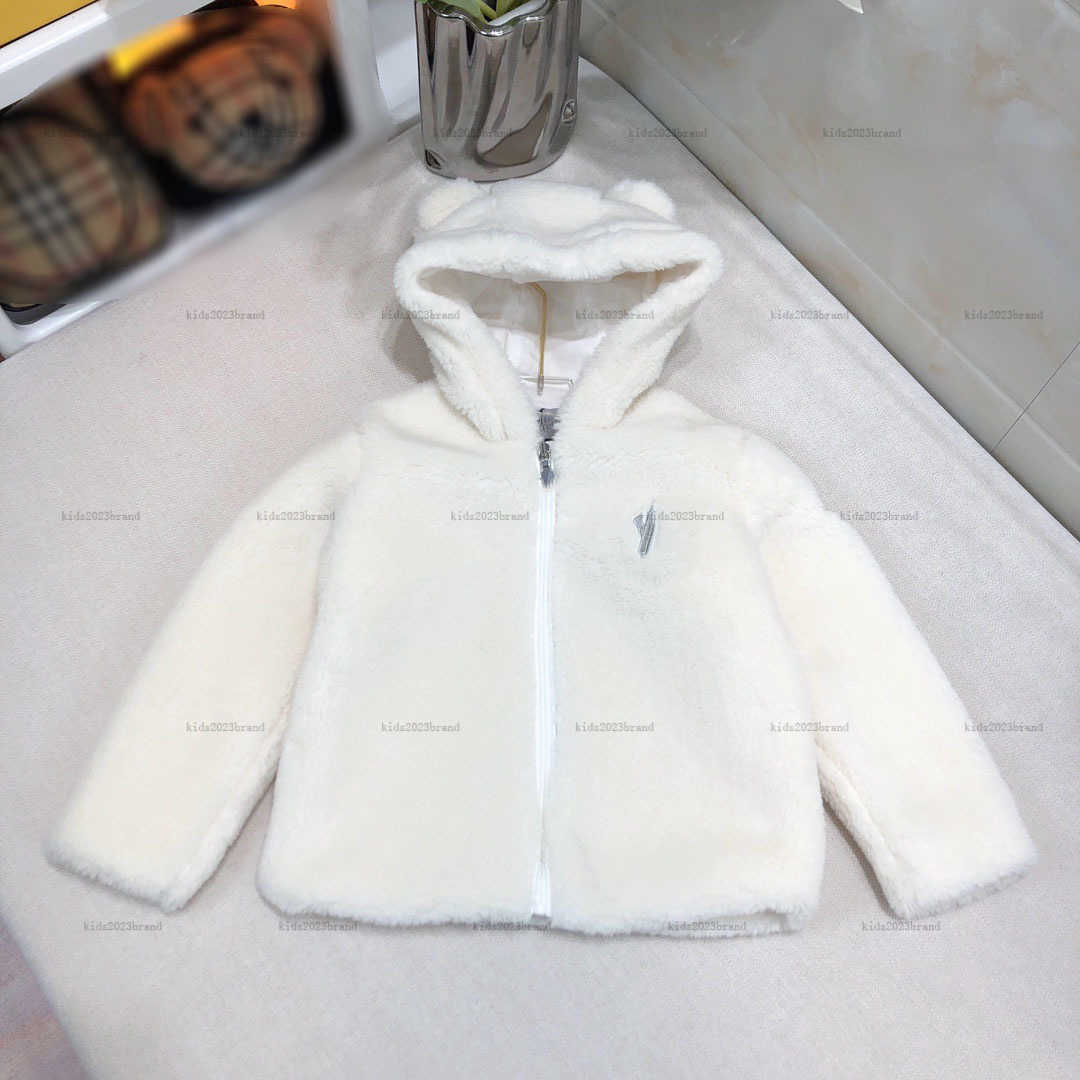 New Lambhair coat for Baby Pure white kids Hooded jacket Size 100-160 CM comfortable Child zipper Outwear
