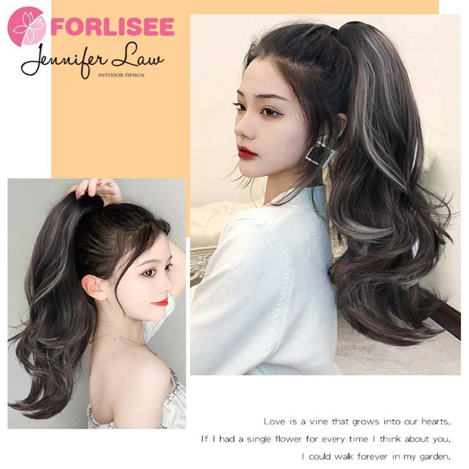 Synthetic ponytail female cloud Permed high knitting fashionable fluffy claw clip picking dyed curling ponytail W240817