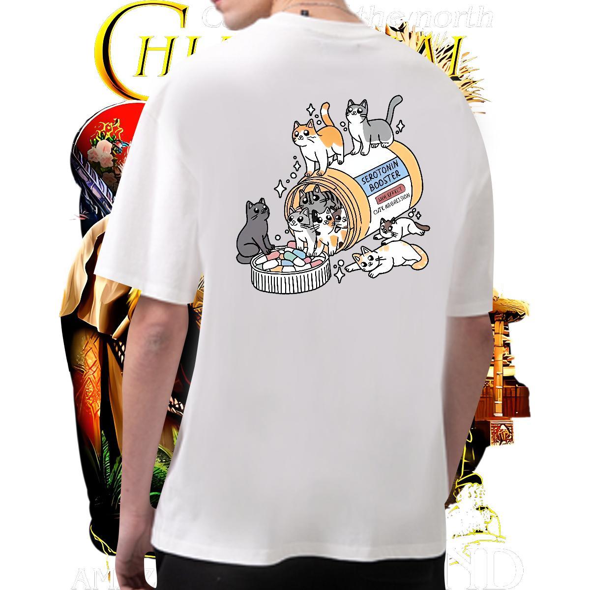 Wholesale T shirt cats Breathable Soft Daily Wear Plus Size Custom 230g 100% Cotton Mens Tshirts 2024 DIY Tops