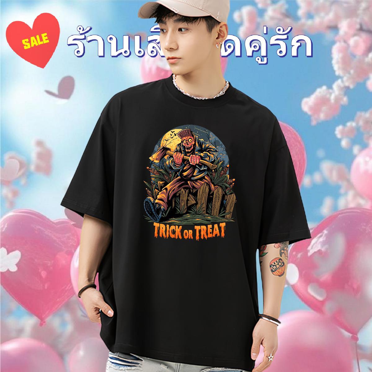 Brand Tshirts halloween Spring Summer 230g Pure Cotton Tees Shirts Breathable Short Sleeve TOP Quality Men T Shirts Cartoon Print