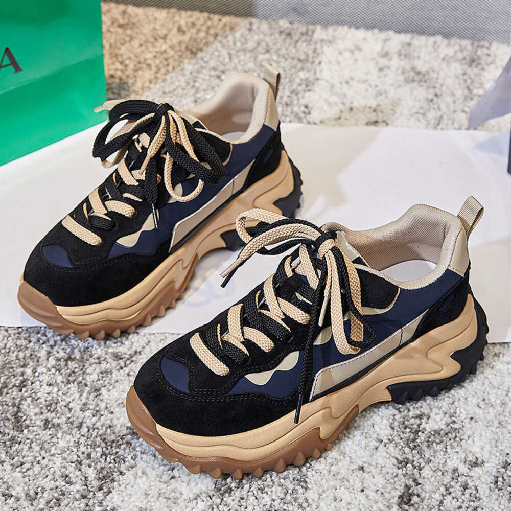 Ddmysports Absorbing Film Bottom Top Layer Pig Children In Spring New Thick Soled Dad For Women S Casual Sports Leather Shoes OUTDOOR