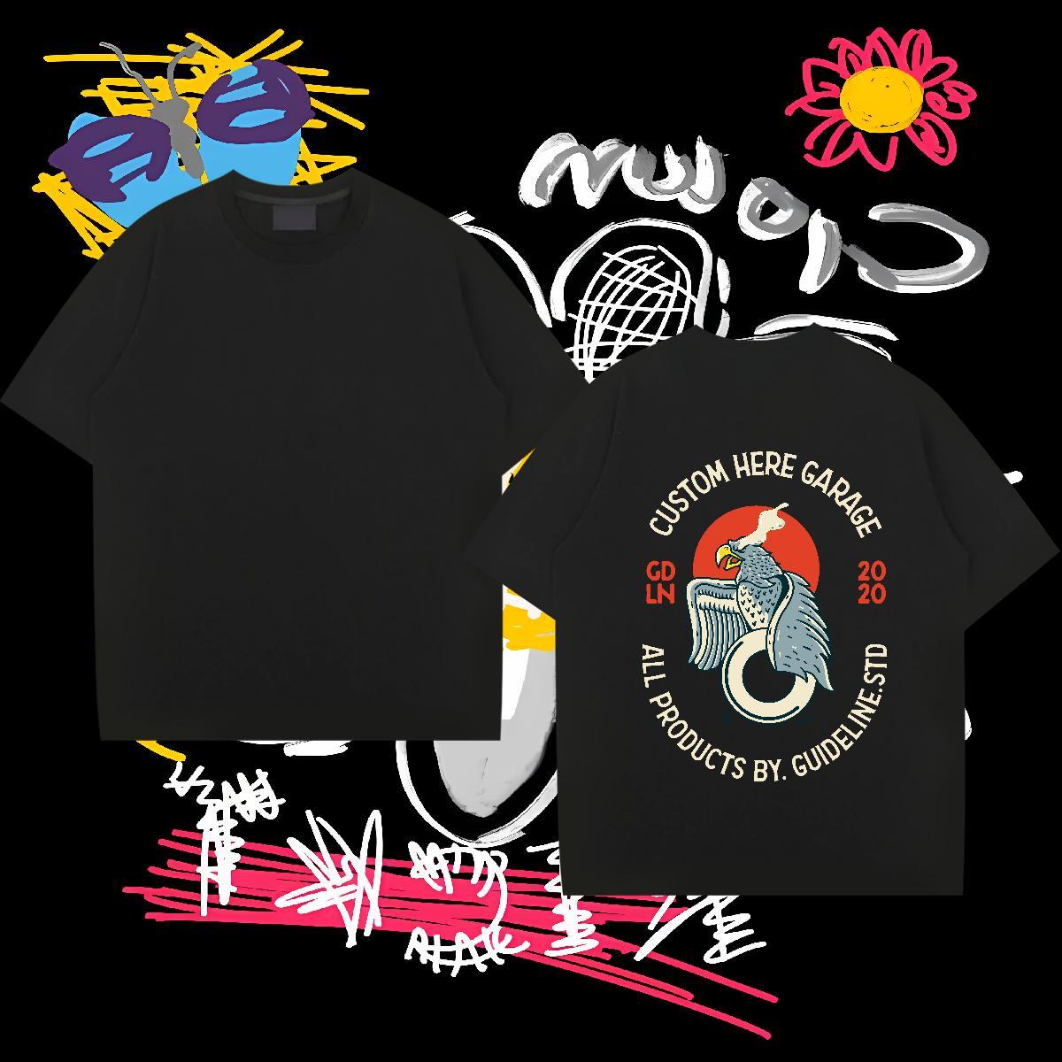 Designer Mens Tshirts cool Outdoor 230g Pure Cotton Tops Crew Neck Breathable Classic Men T Shirts DIY Logo Oversized