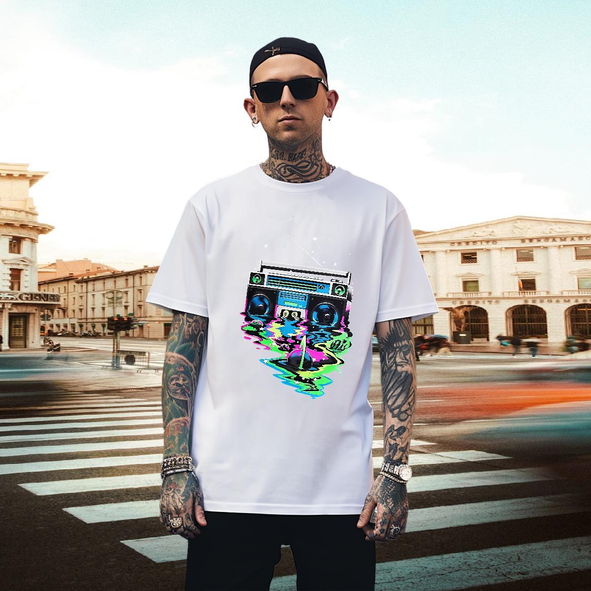 Cool Design Tshirts Street wear Hip Hop 100% Cotton 230g Custom Big Size Breathable Short Sleeve radio T Shirts Men Fashion New Polos