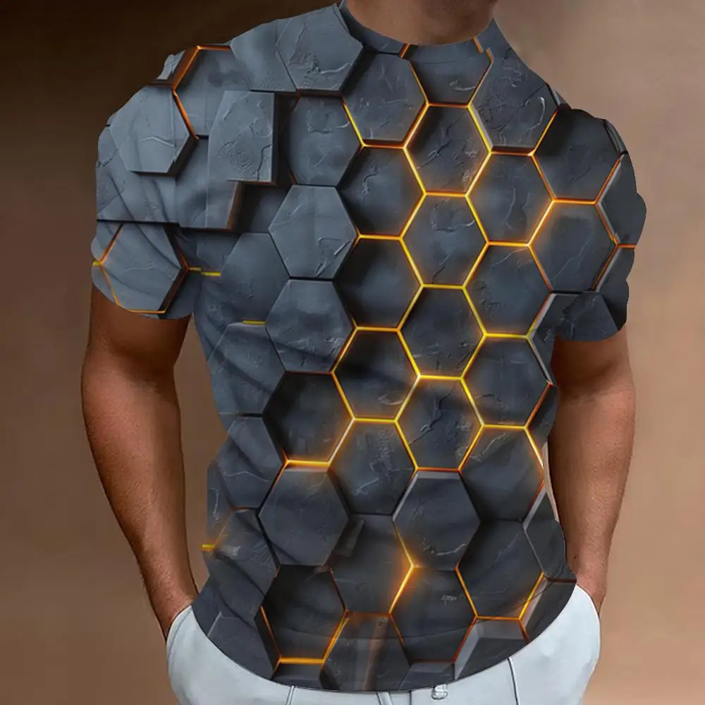 3d Broken Rock Print Mens TShirt Summer Casual Short Sleeved Top Fashion Sports Shirt Loose Oversized Tees For Men 2024 240820