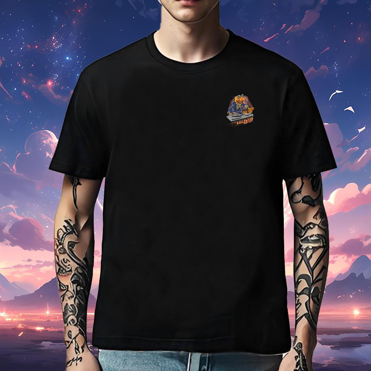 Classic Men Tees pumpkin Sports Casual 100% Cotton 230g Tops Shirt Crew Neck Breathable Comfortable T shirt White Plus Size