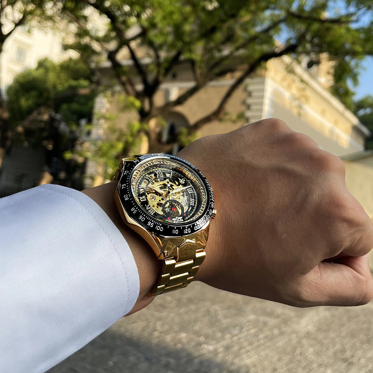 Winner Mechanical Sport Bezel Fashion Watch Mens Watches Top Montre Homme Clock Men Automatic Skeleton Watch 240808