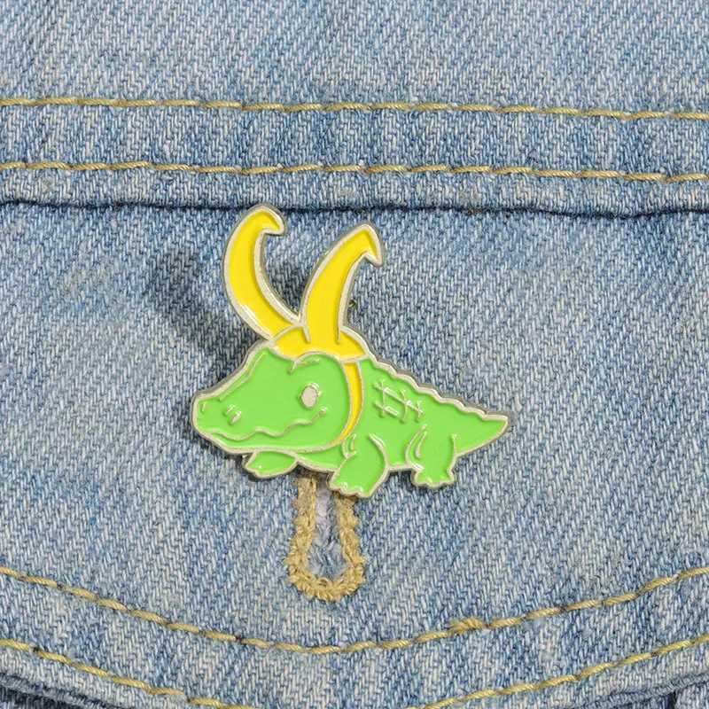 Cute crocodile enamel pin earring hair clip lapel bag badge cartoon animal jewelry gift W240815