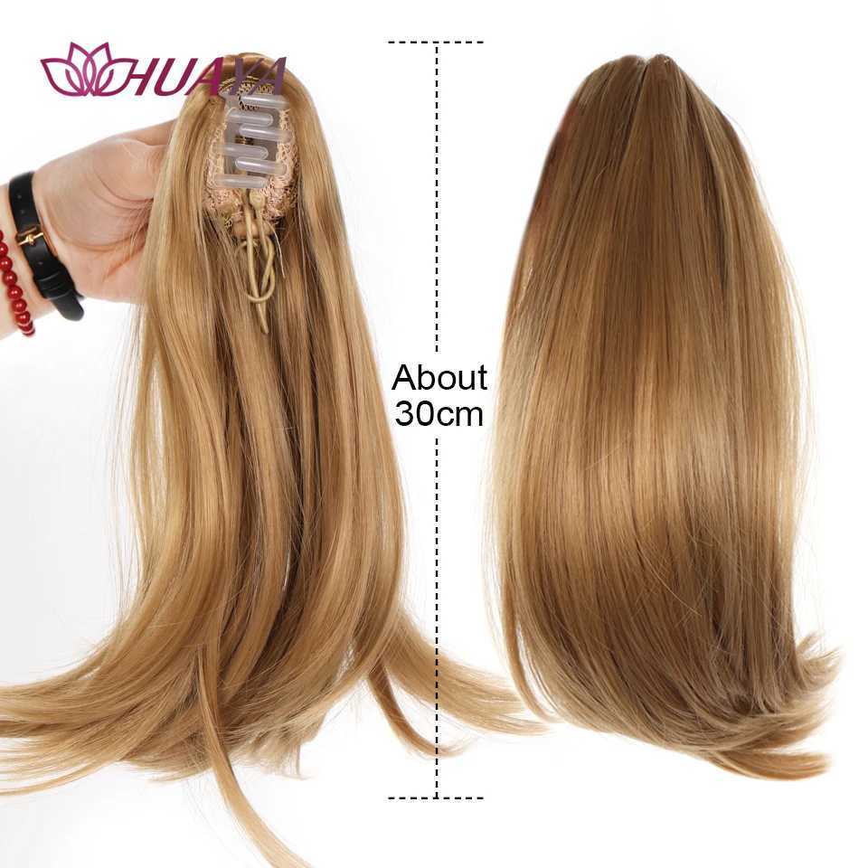 Synthetic claws clamped in short ponytails natural straight ponytails clamped in hair fake wigs ponytails female hair extensions W240817