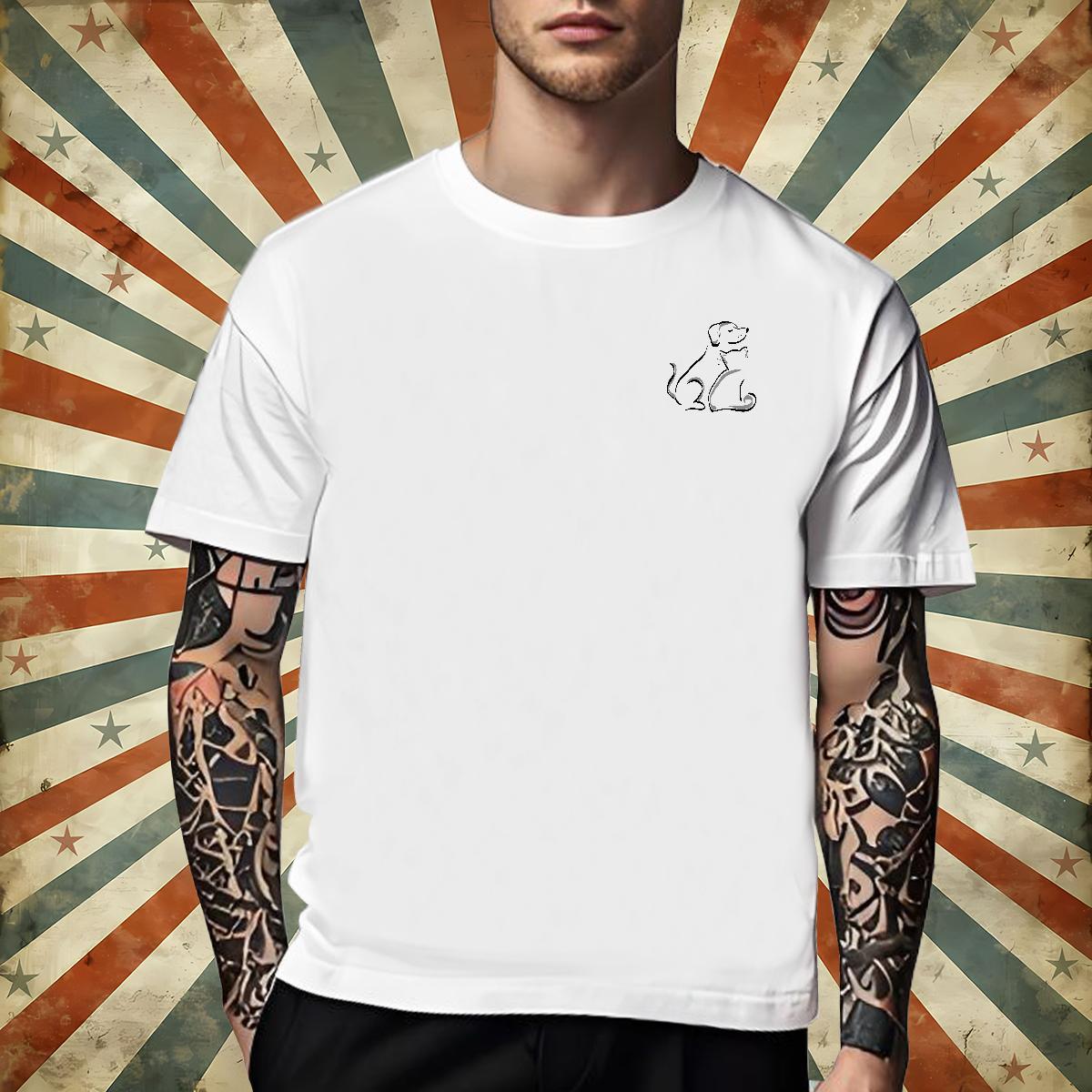 2024 Men Clothes T-Shirt Dog Casual Beach 230g Cotton Tees Shirts Crew Neck Breathable Loose Fit T Shirt For Man Custom Print Plus Size