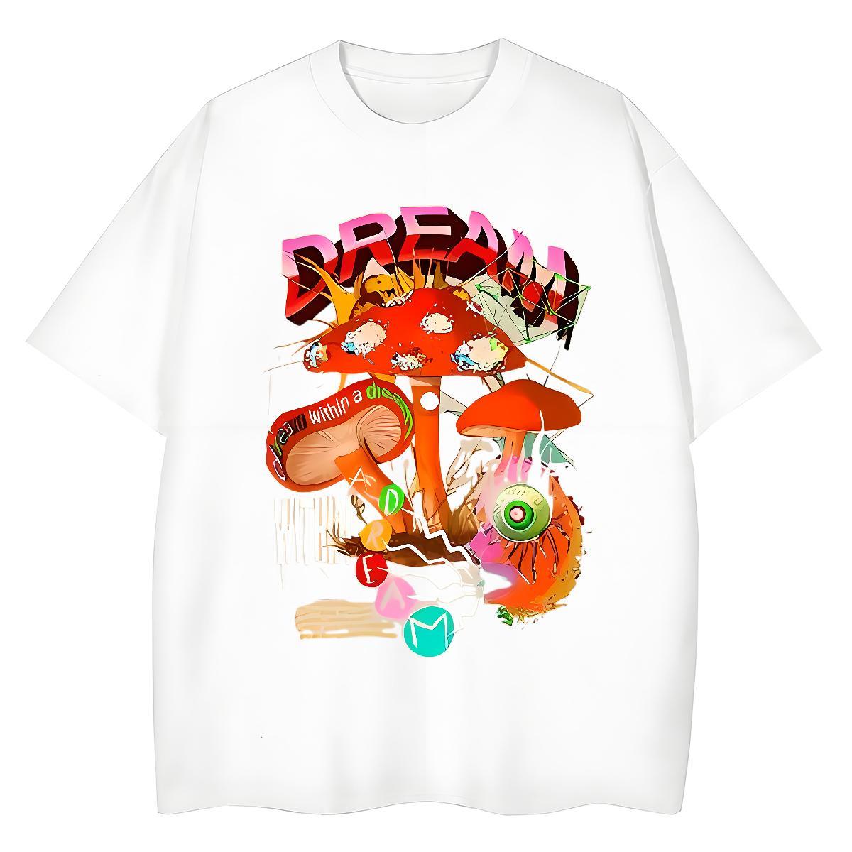 New Arrival Couples T Shirts mushroom High Street Hip Hop 230g Pure Cotton Clothes Round Neck Short Sleeve Designer T-Shirts for Men Oversized 3XL 4XL