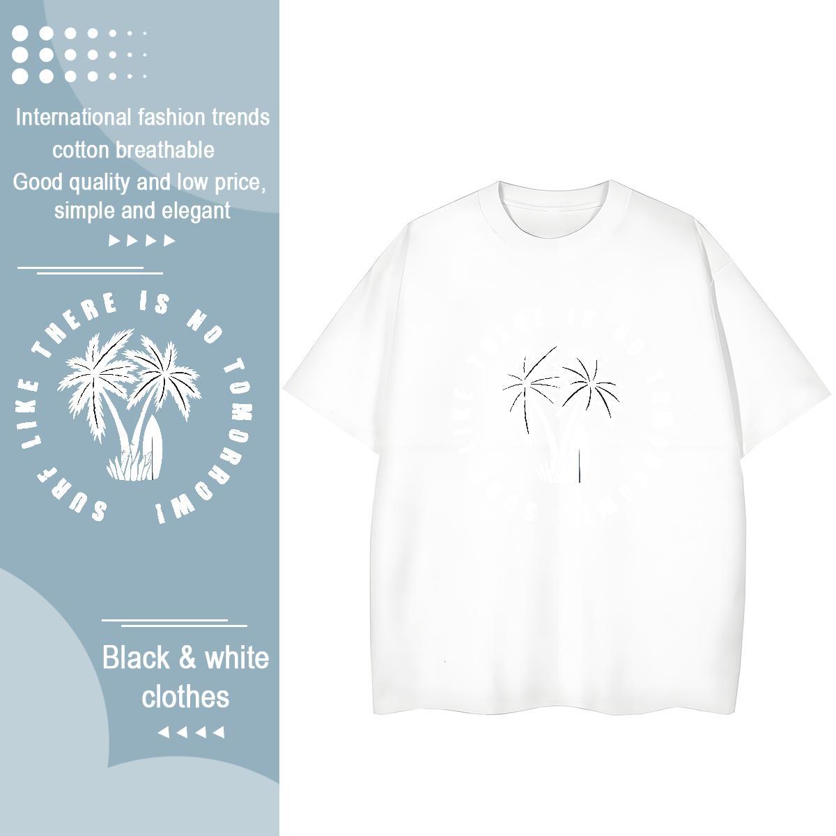 Fashion Casual Unisex Tshirts Beach Crew Neck Top Shirts Soft 230g Pure Cotton skateboarding DIY Anime Women T Shirts