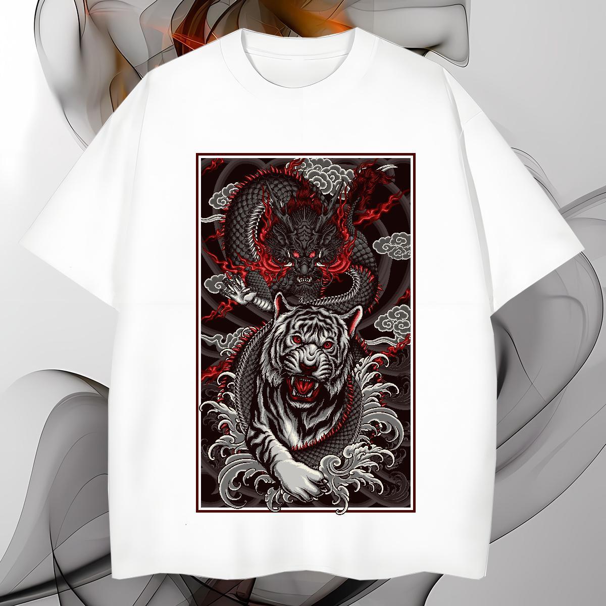 Men T Shirts 230g 100% Cotton ferocity High Street Hip Hop O-Neck Short Sleeve Custom Print Plus Size Men Tops Tees Stylist Comfortable Top Tees