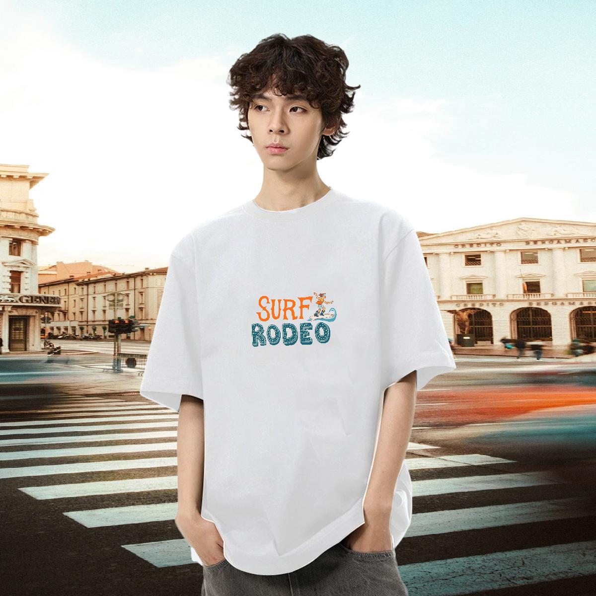 Loose Couples T Shirts Hip Hop 100% Cotton 230g Customized Breathable Short Sleeve letter Mens T Shirts DIY Customized Top Tees