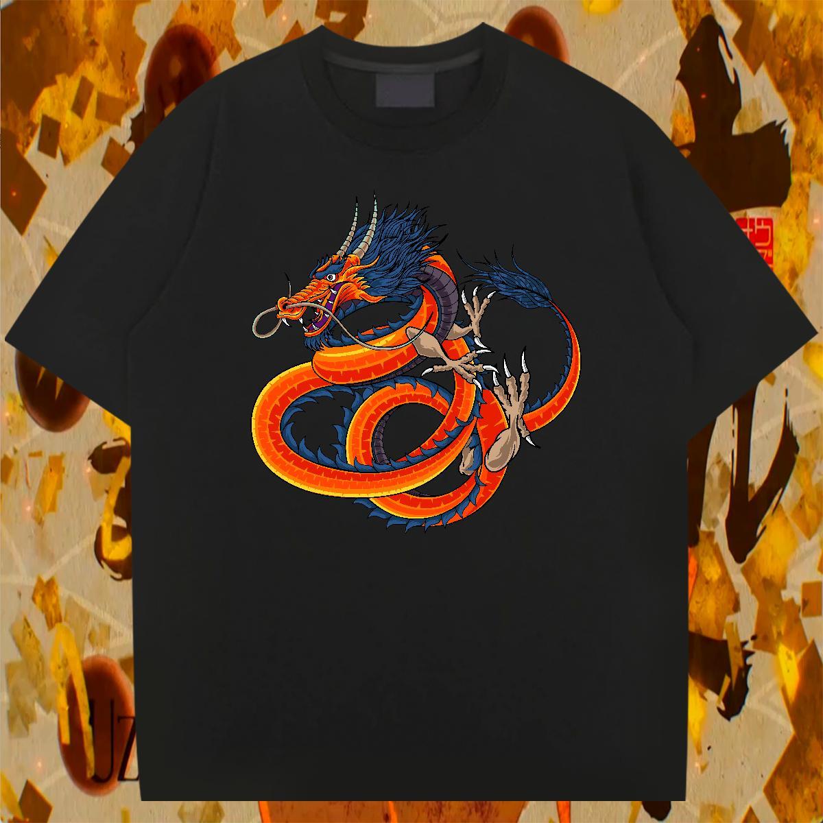 High Quality Tshirt for Man Woman Daily Wear 230g 100% Cotton Cartoon Print Breathable Short Sleeve dragon T Shirt For Man 2024 Polos