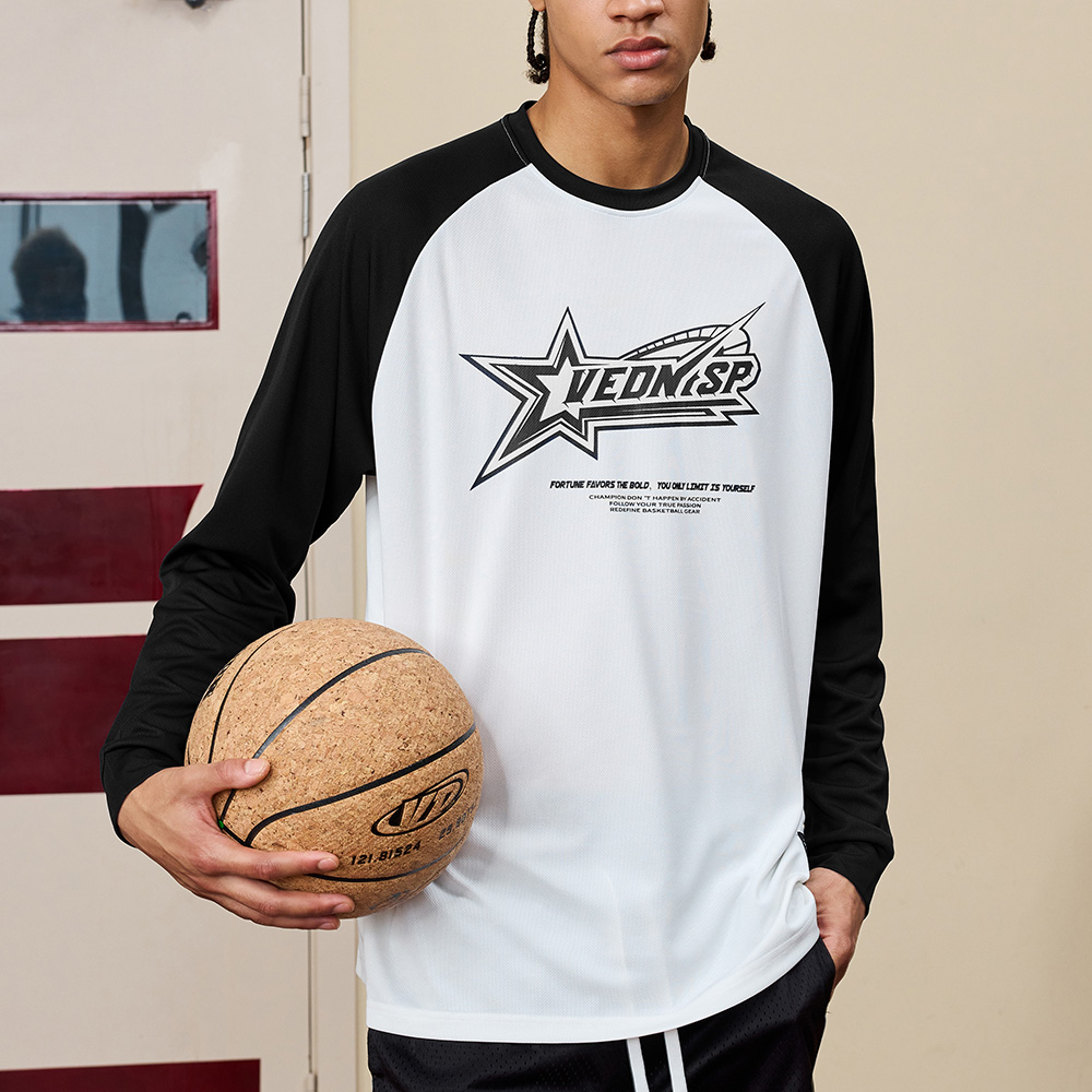 Fashion Long Sleeve T-Shirt for Men Quick Drying Breathable Casual Sports Outdoor Top Tee Basketball Jersey Lightweight Daily Shirt
