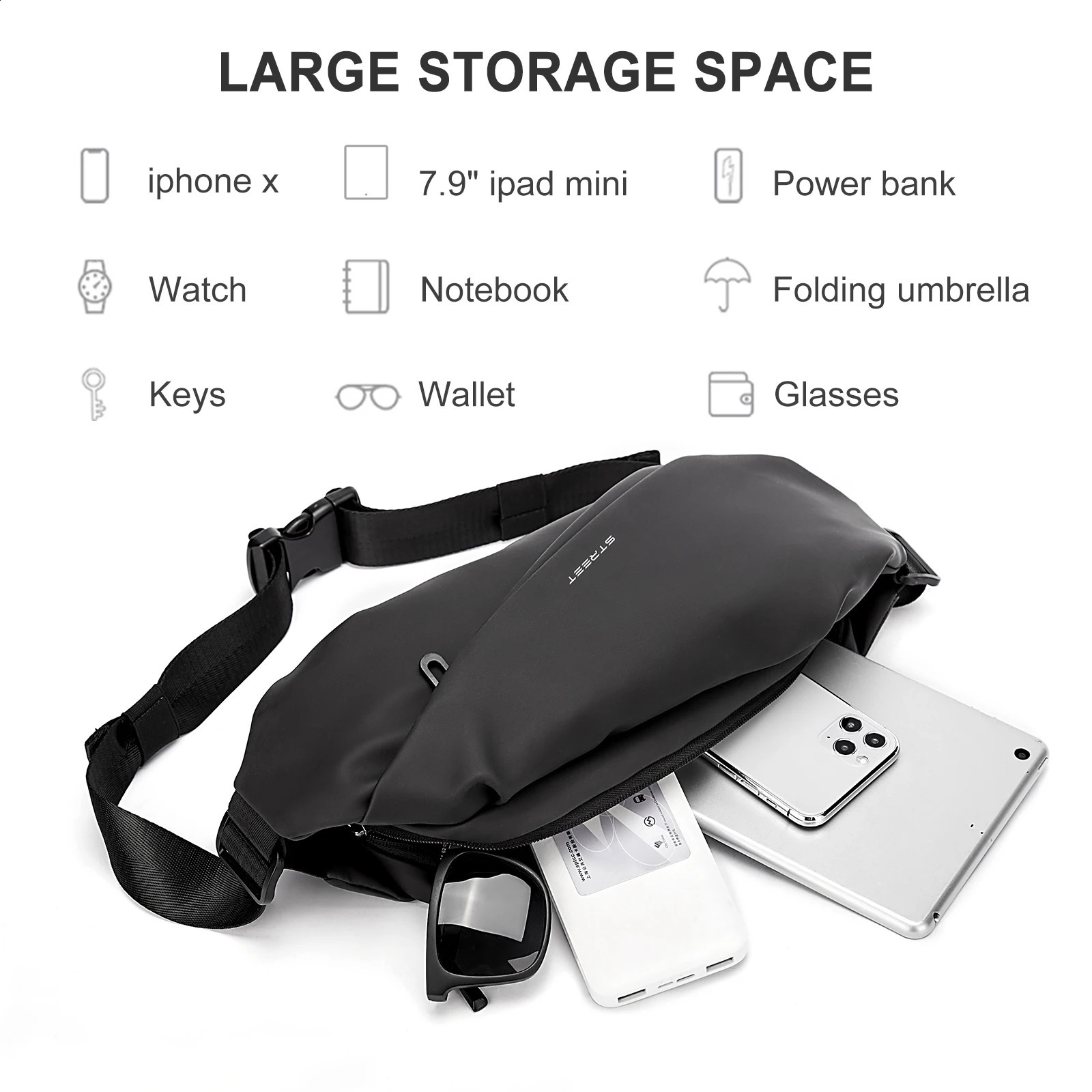 Sling Bag for Men Shoulder Backpack Small Cross Body Chest Sling Backpack Travel Hiking Waterproof Casual Fashion Chest Bag 240819