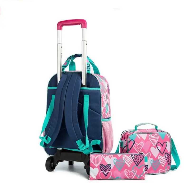 16 Inch 3 pcs set Kids School Trolley backpack Bag Wheeled Backpack School Bags with wheels School Trolley Bags wheels lunch bag Y240820