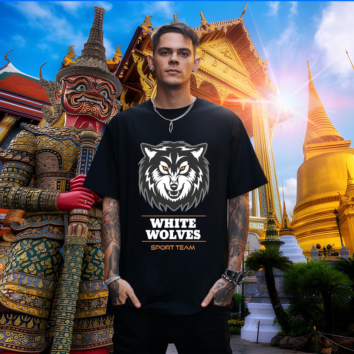 Free Shipping T shirt wolf Breathable Short Sleeve Daily Outfit Customized Print 230g Pure Cotton Couples T Shirts 2024 Clothings