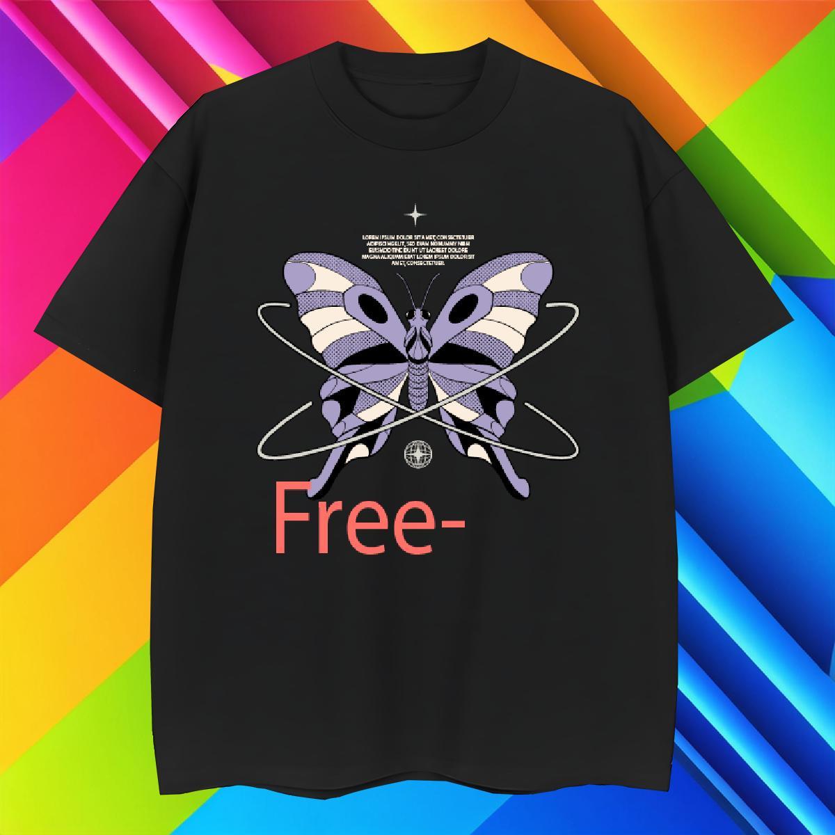 Cool Design butterfly 100% Cotton 230g Tshirts Street Breathable Crew Neck T-Shirts Wholesale Oversized 4XL Top Tees