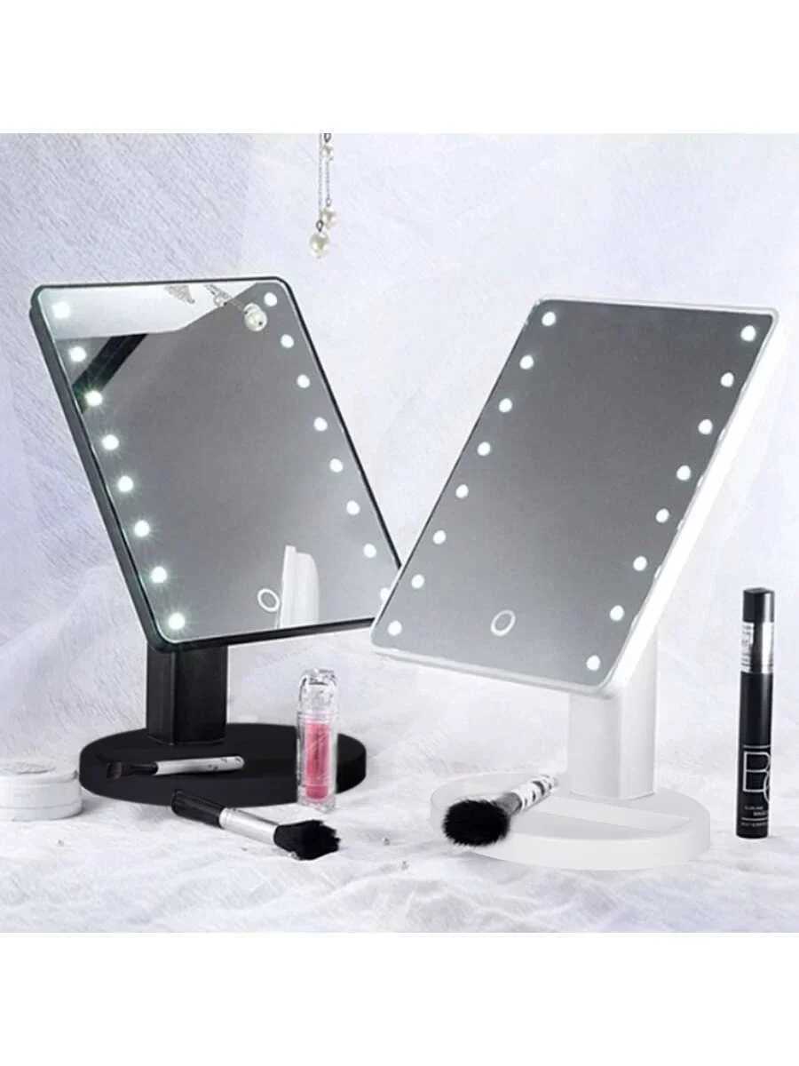 16 LED Makeup Mirror Table Type Single Side Portable Desktop Beauty Mirror Student Dormitory with Light Makeup Rotating Storage Y240819