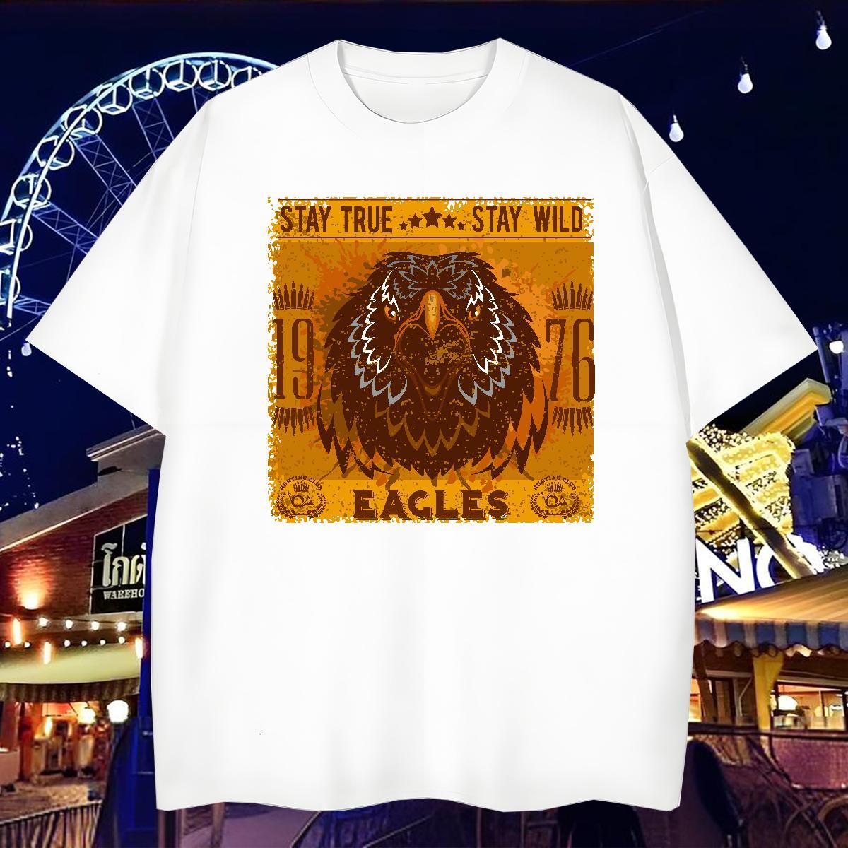 2024 New Men Tees eagle Anime Printing Street 230g Cotton Tops Tees Crew Neck Breathable High Quality T-Shirts Plus Size Cartoon