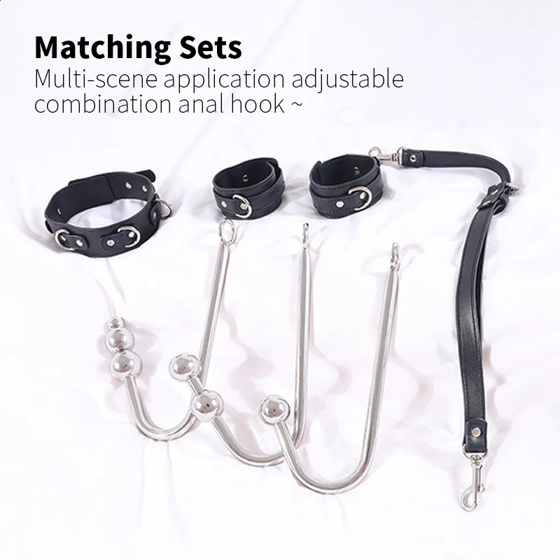 Stainless Steel Anal Hook with Anal Beads Hole Anal Hook Metal Butt Plug Anal Sex Toys Adult Product No Vibrator for men gay 240813