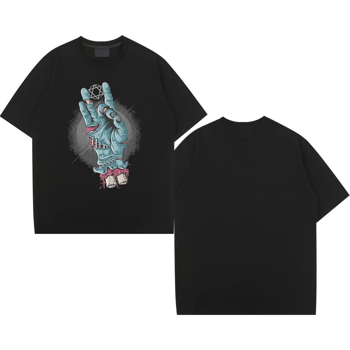 Brand Couples T Shirts hand Street Casual 230g 100% Cotton Wear Crew Neck Designer Man T Shirts Cartoon Print