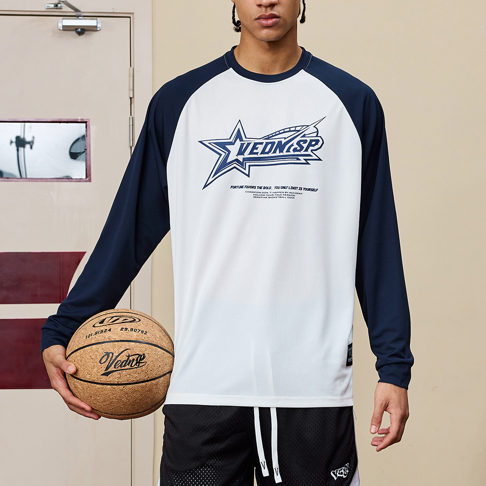 Fashion Long Sleeve T-Shirt for Men Quick Drying Breathable Casual Sports Outdoor Top Tee Basketball Jersey Lightweight Daily Shirt