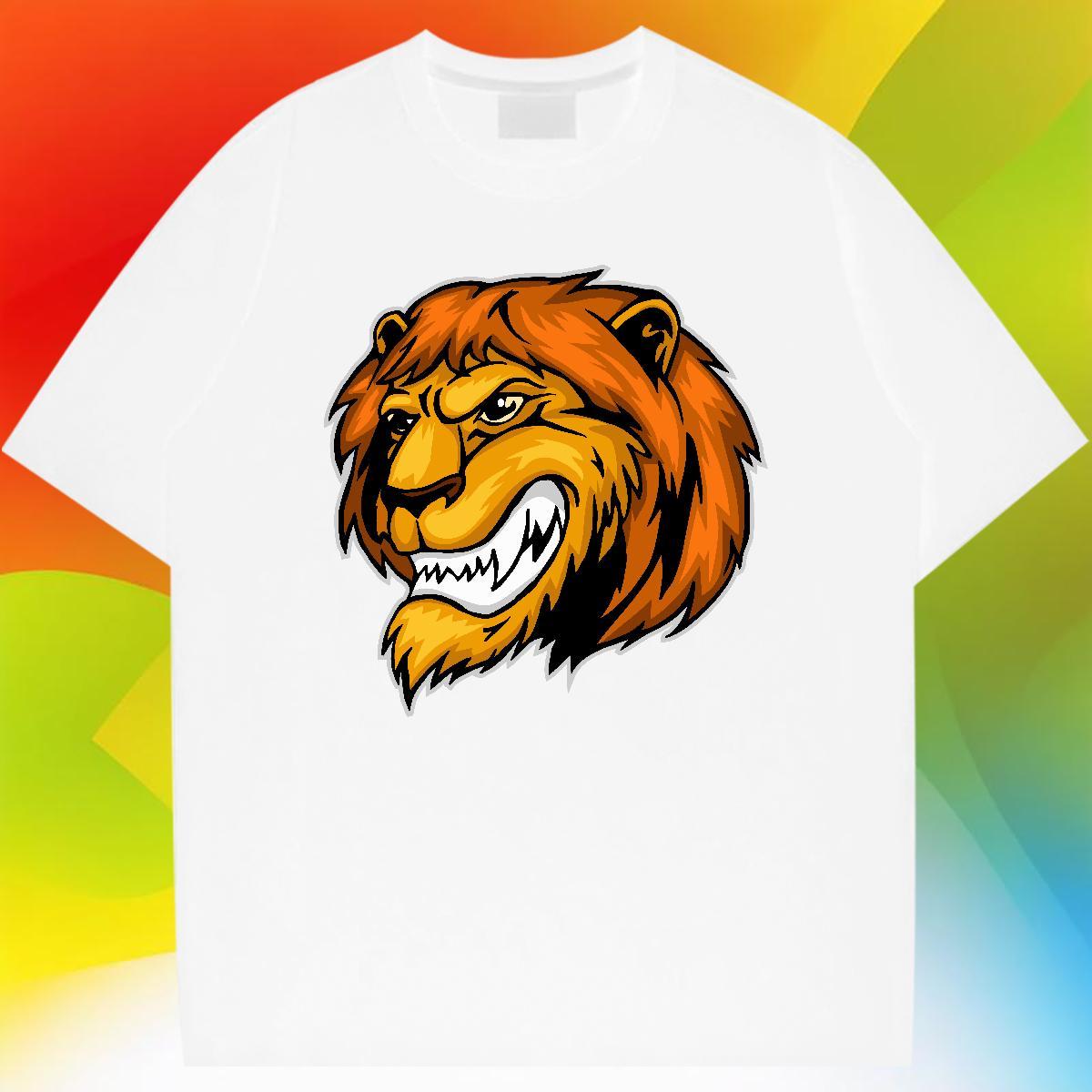 Cool Men Tshirts Sports Casual 100% Cotton 230g Oversized 4XL Breathable Crew Neck lion T Shirts Men DIY Customized Polos
