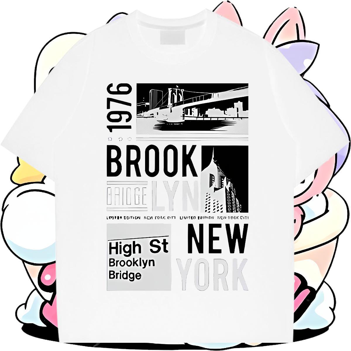 TOP Quality Men Tshirts Street 230g Cotton Anime Print Breathable New York T-Shirts New Designer Top Tees