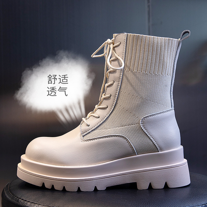 Ddmysports New Autumn And Winter British Style Thick Soled Martin Boots For Women Short Socks With A Middle Tube Made Of Genuine Leather Wenzhou S Sho