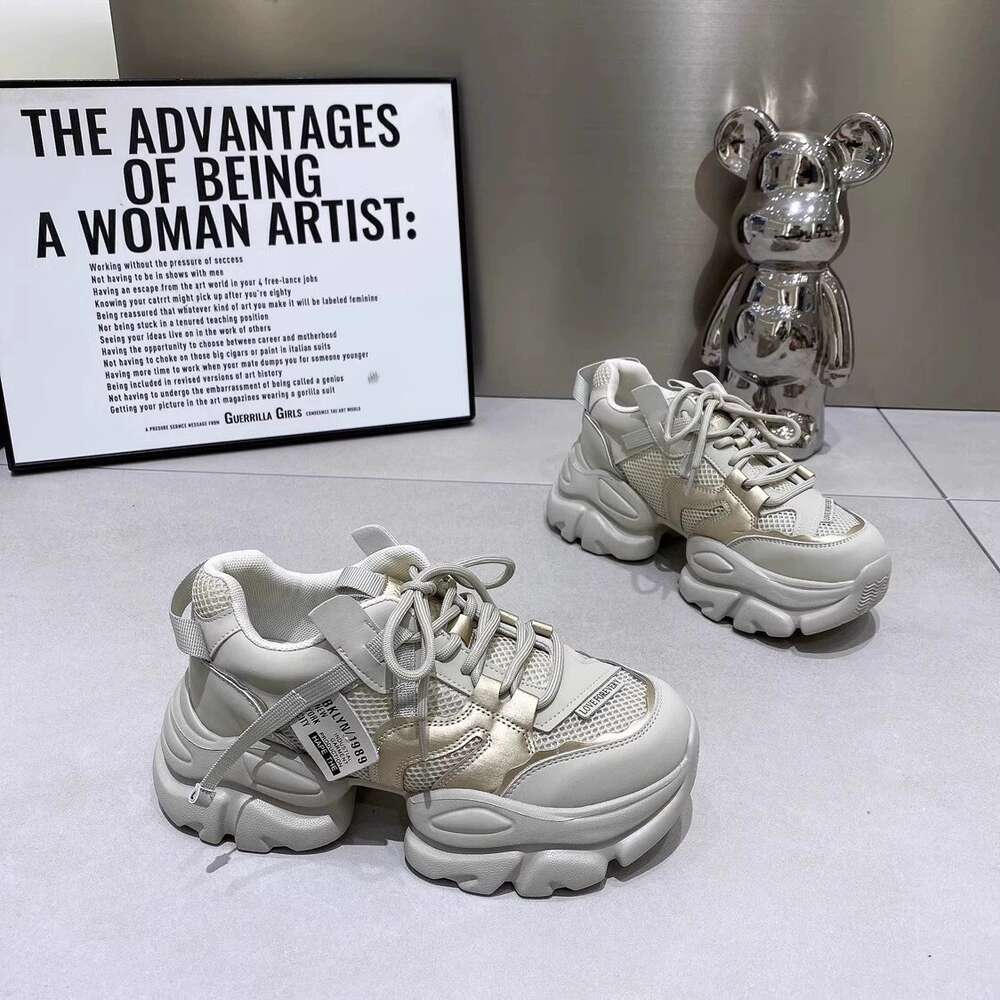 Ddmysports Thick Sole Sponge Cake Dad For Women Spring Autumn Season New Korean Version Versatile Mesh Breathable Sports And Leisure Shoes OUTDOOR