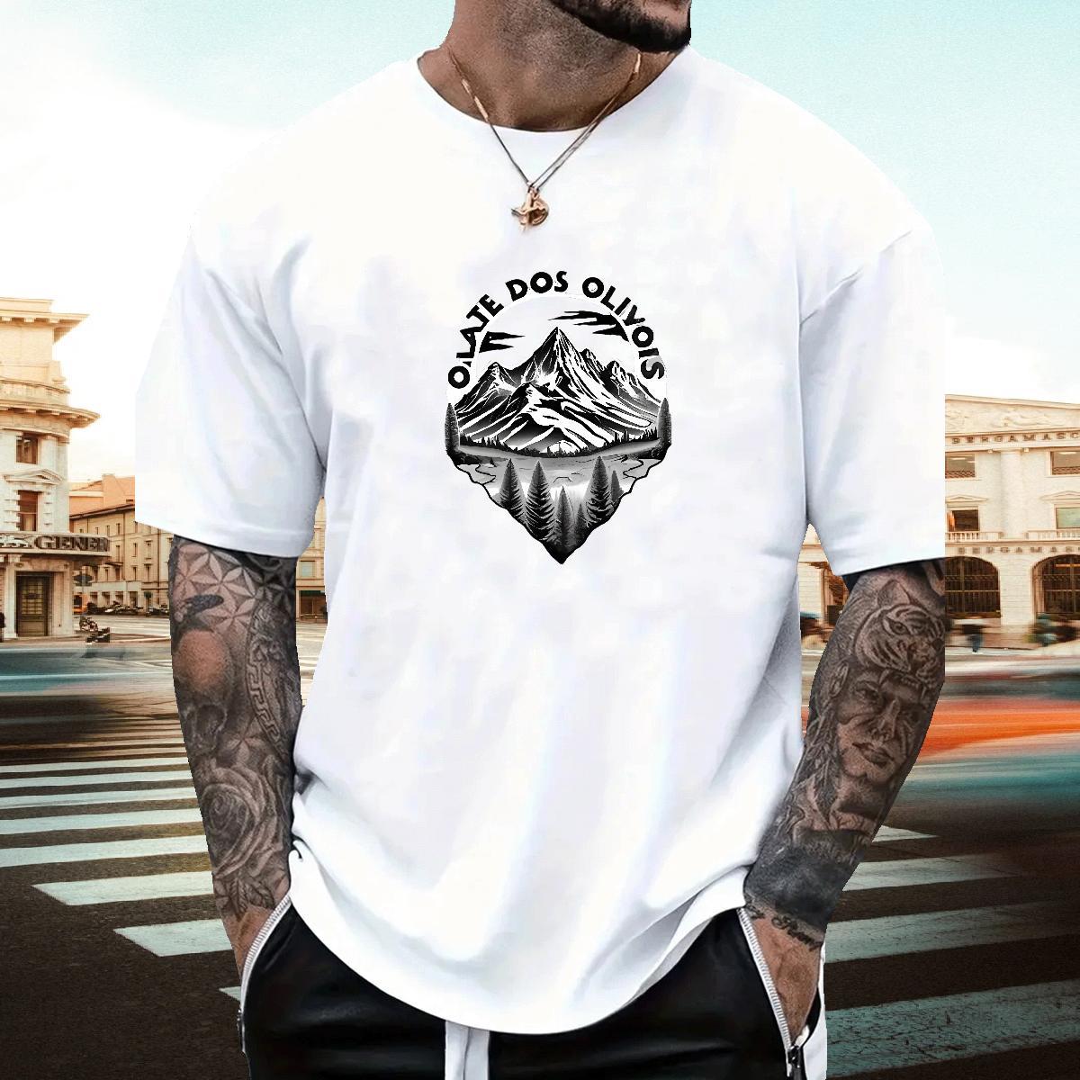 Free Shipping Men Tees Street 100% Cotton 230g Customized Breathable Crew Neck mountains T shirt Stylist Tees Shirts