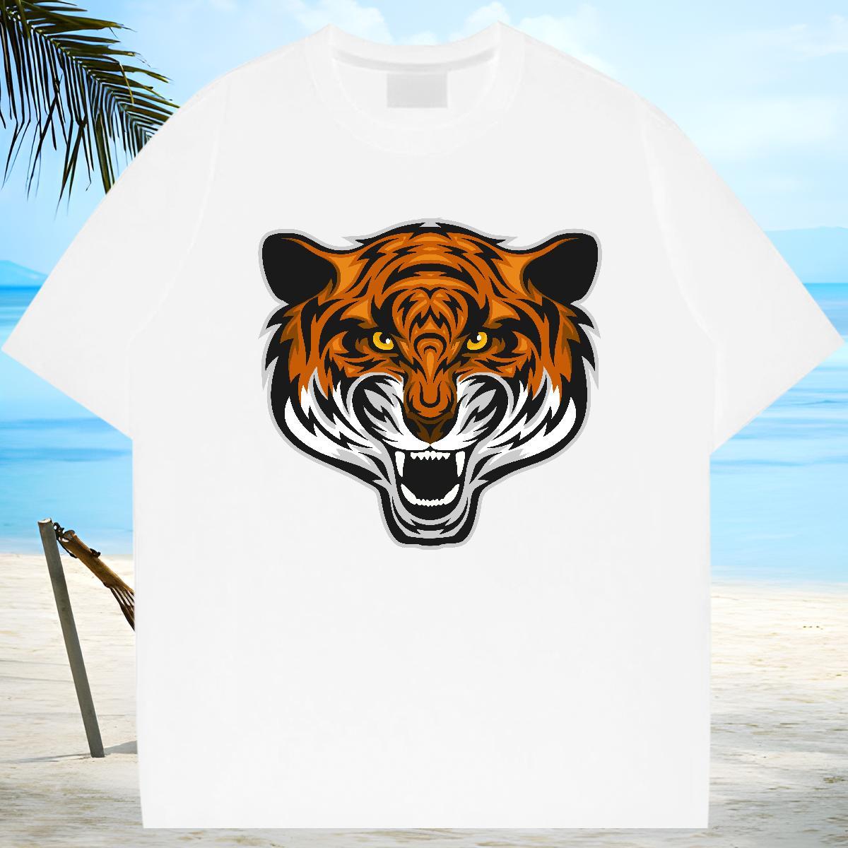 Popular Men T Shirts tiger Breathable Crew Neck Casual Oversized 230g Cotton Couples T Shirts Stylist Clothings