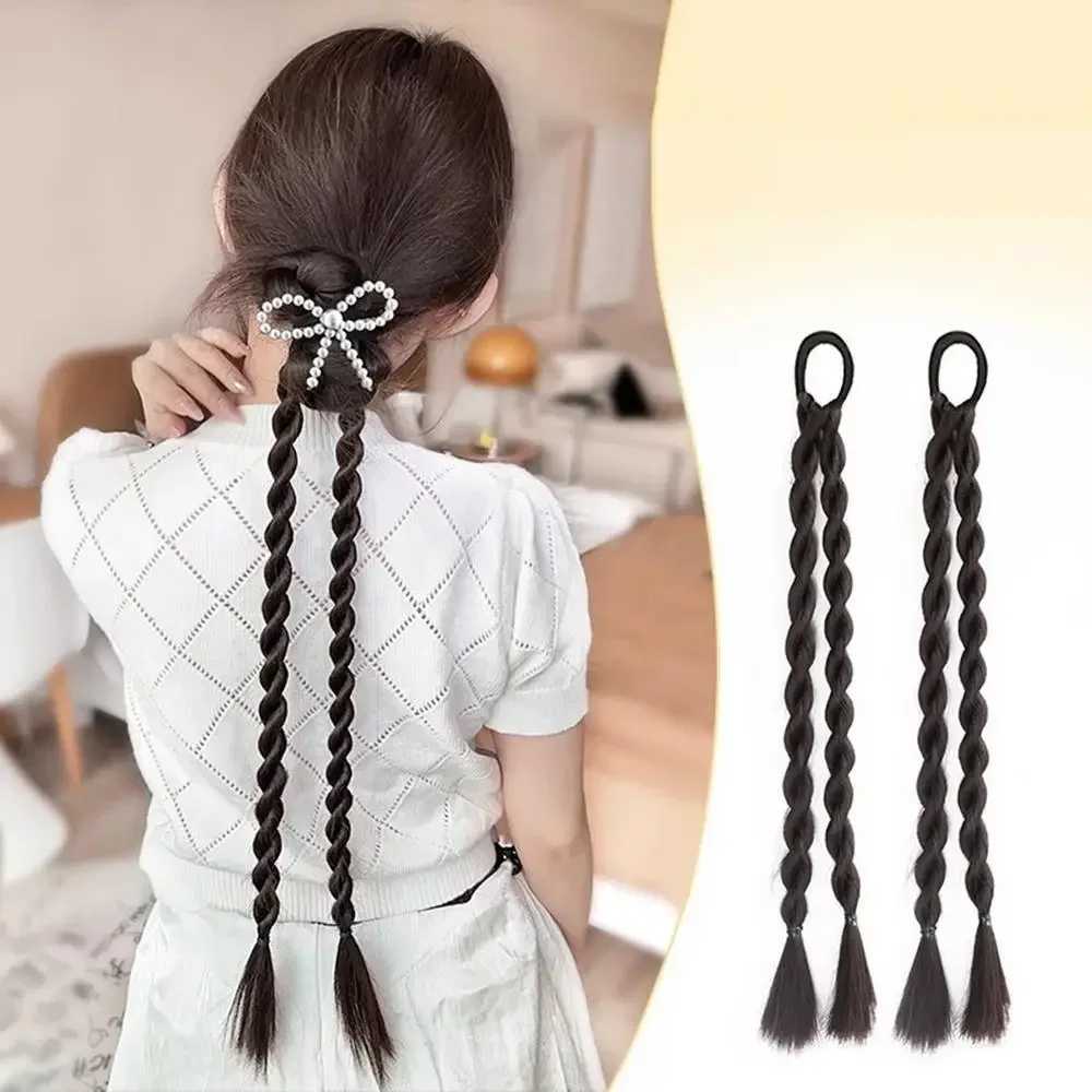 Y2K twisted braid long hair synthetic wig sweet girl simulation boxing ponytail hair extension 50cm W240817