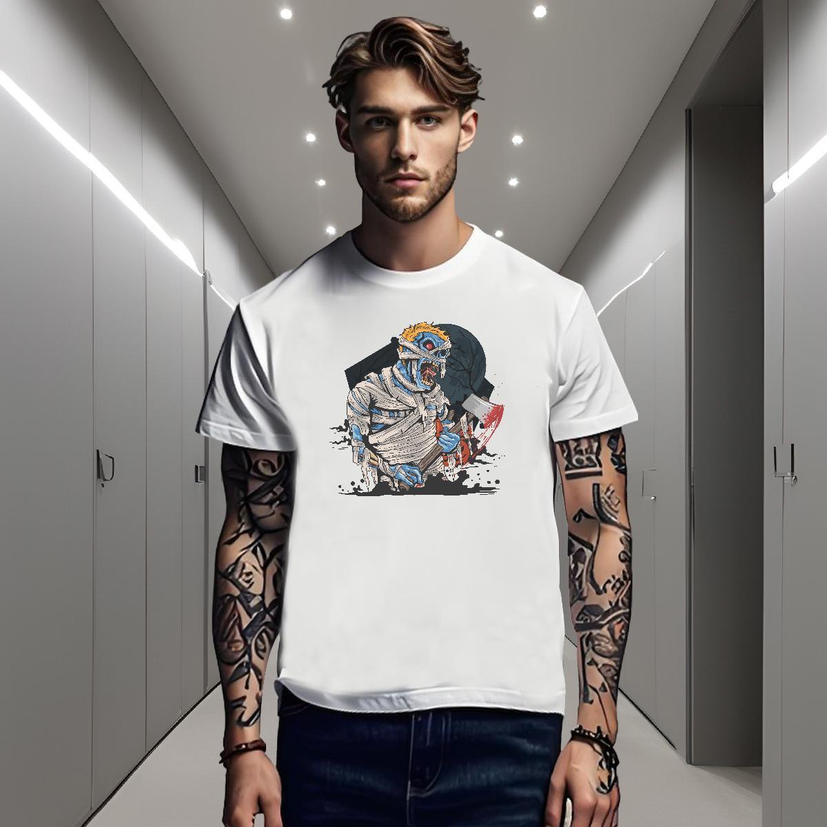 T-Shirts for Men 230g Cotton zombie Home Outdoor O Neck Short Sleeves Custom Printing Tshirts Classic Cool Top Tees